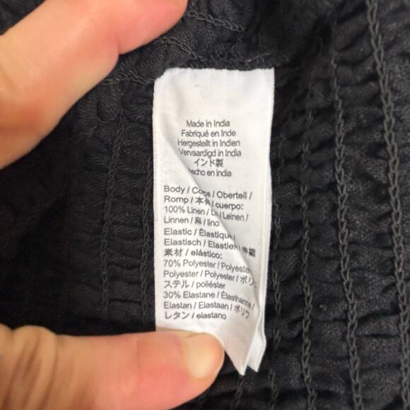 J Crew Smocked Linen Sleeveless Midi Dress Black 4 NWT - Picture 5 of 10